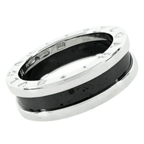 BVLGARI B zero1 Save The Children Black Ring size US6.75 EU54 Silver